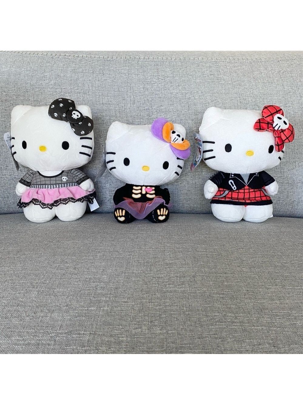 3X Hello Kitty and Friends by Sanrio Plush Lot Skulls Punk Theme Halloween 2024
